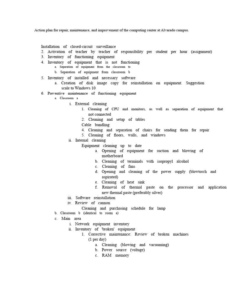 Computing Center Maintenance Action Plan | PDF | Computer Science ...