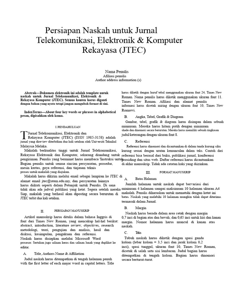 Panduan Penulisan Naskah JTEC | PDF