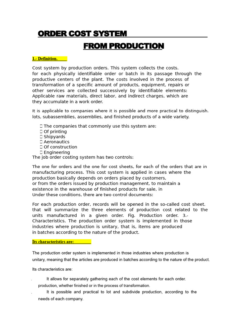 Production Order Costing System Guide | PDF | System | Cost Accounting