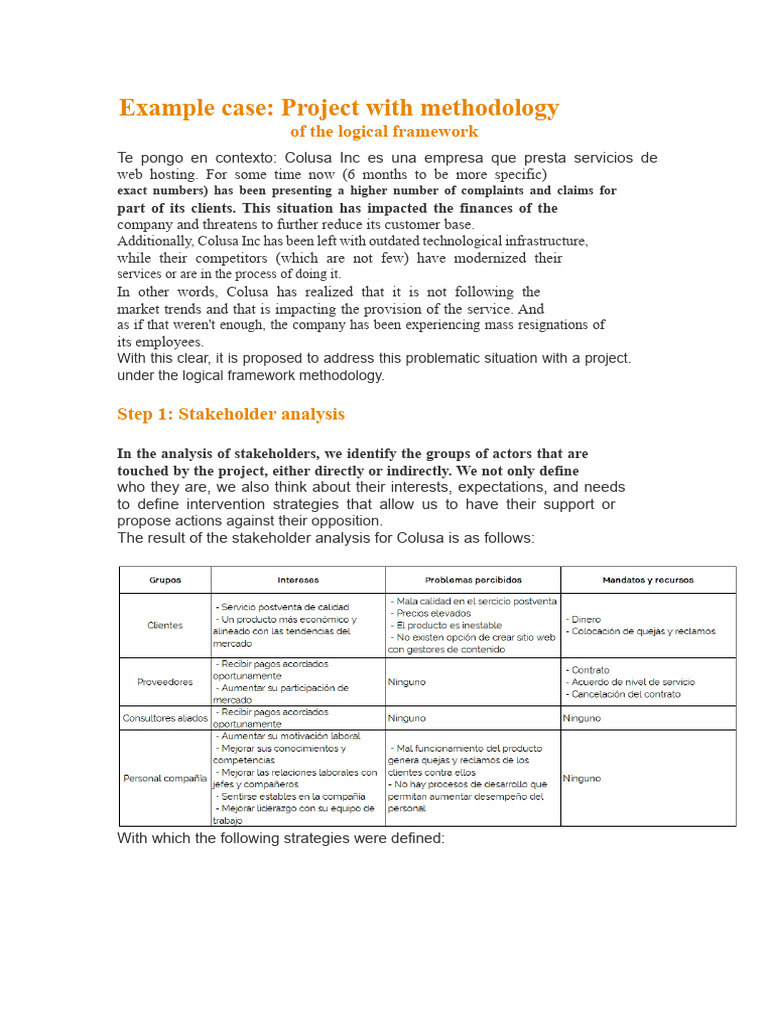 Colusa Inc Project: Logical Framework Analysis | PDF | Methodology ...