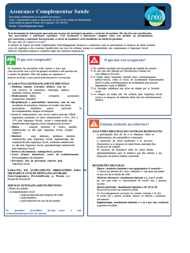 Ficha IPID - Unéo-Compromisso Saúde | PDF | Remédio | Sistema de saúde