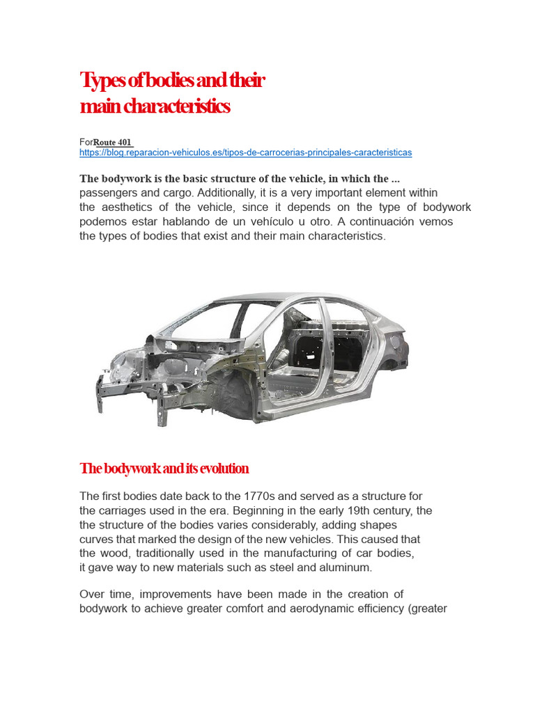 Types of Body Styles and Their Main Characteristics | PDF | Trunk (Car ...
