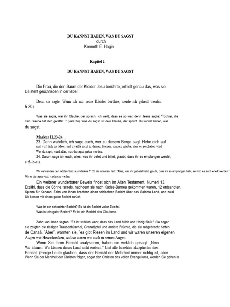 Du Kannst Haben, Was Du Sagst Hagin | PDF