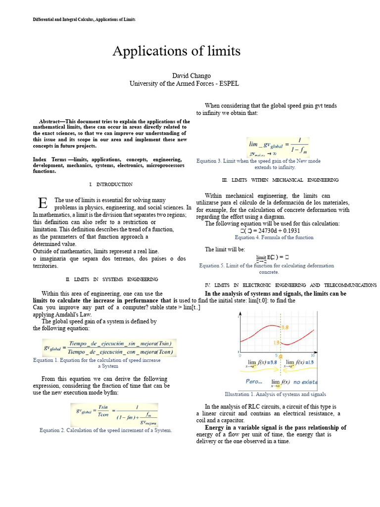 Applications of Limits in Engineering | PDF | Limit (Mathematics ...
