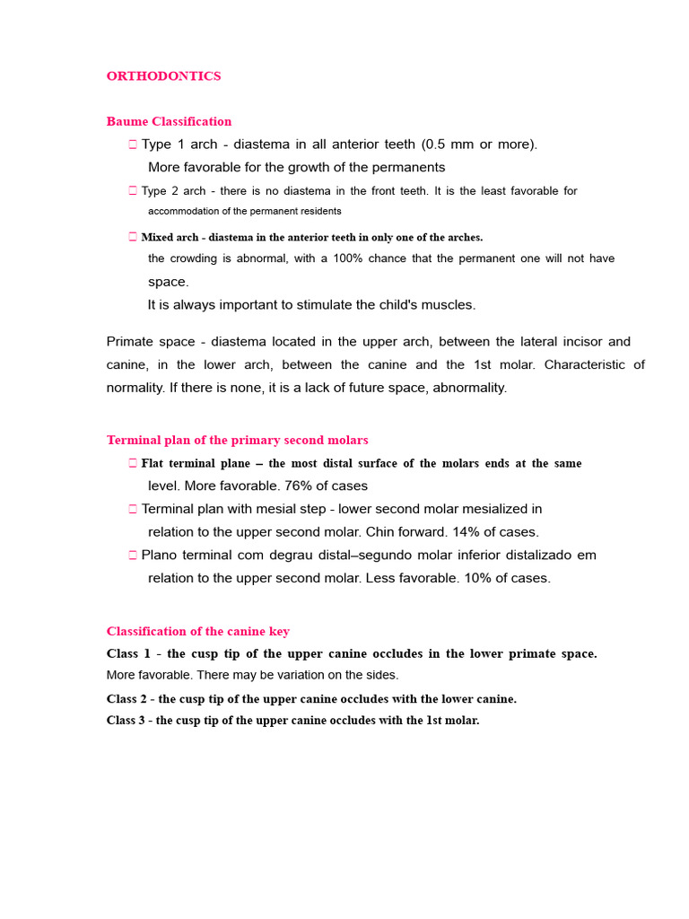Orthodontics Summary | PDF | Dental Anatomy | Tooth