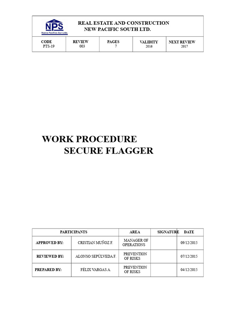 Safe Work Procedure for Flaggers | PDF | Traffic | Personal Protective ...