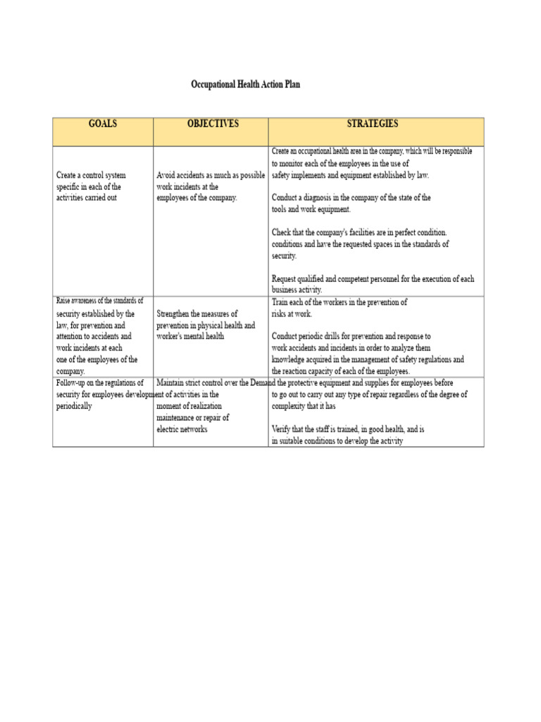 Action Plan | PDF | Occupational Safety And Health | Employment