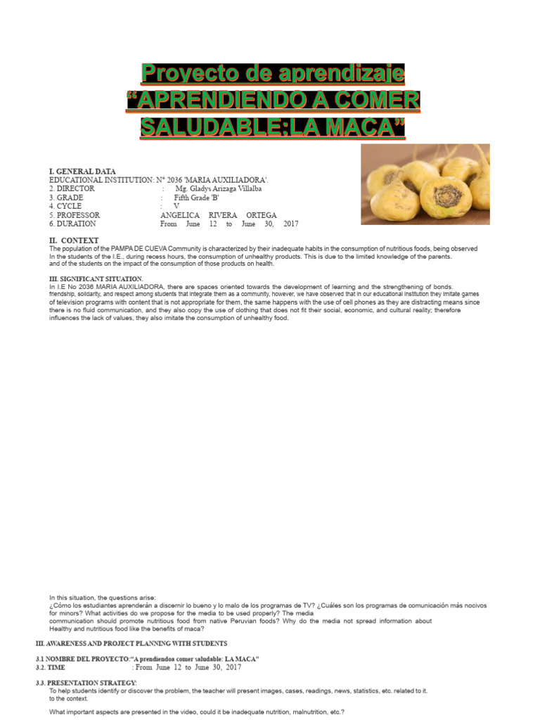Promoting Healthy Eating with Maca | PDF | Knowledge | Information