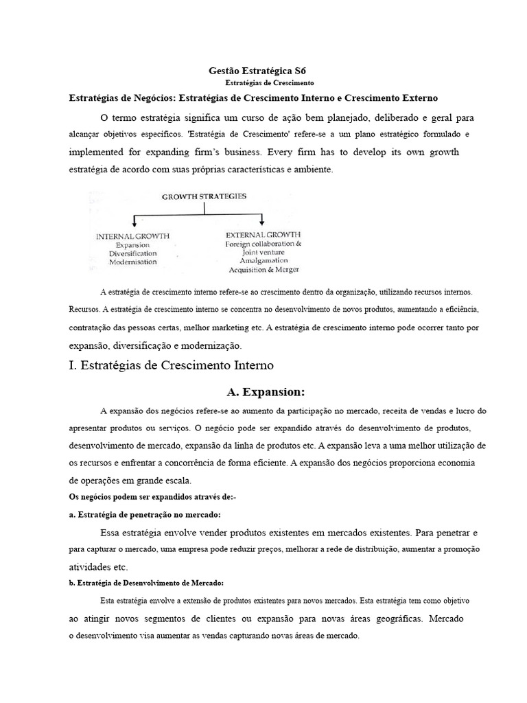 Estratégias de Crescimento Empresarial | PDF | Aquisição | Economias