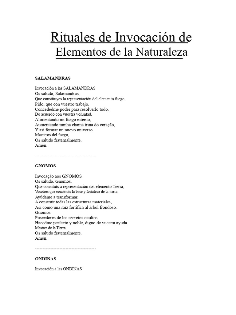 Rituales de Invocación de Los Elementos de La Naturaleza | PDF