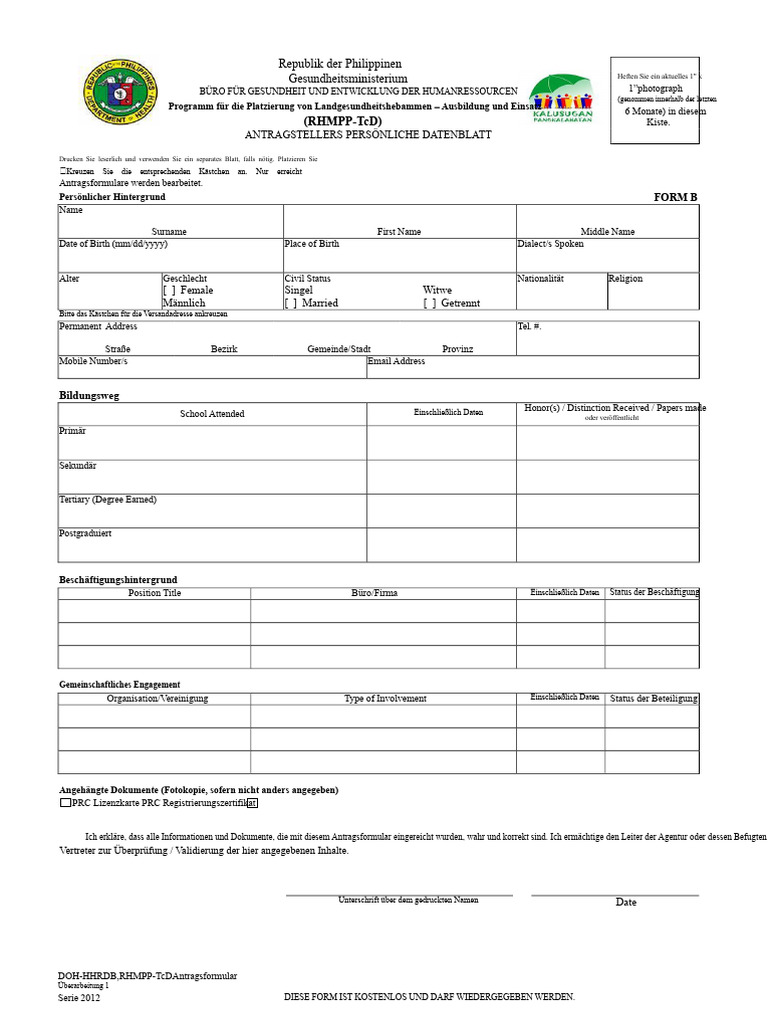 Rhmpp-Antragsformular Formular b | PDF