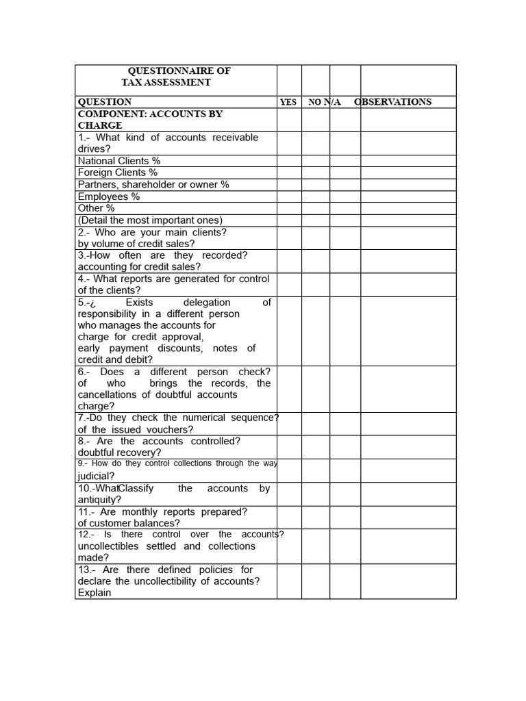 Tax Assessment Questionnaire Template | PDF | Per Diem | Expense