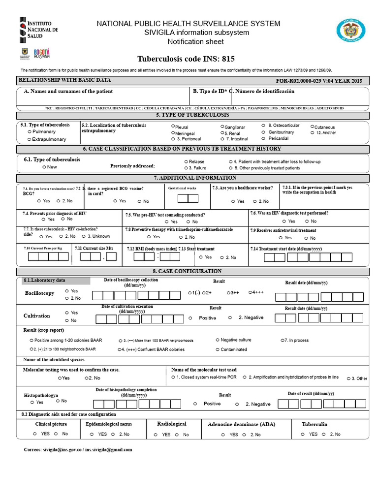 Tuberculosis Notification Form Guidelines | PDF | Tuberculosis | Hiv/Aids
