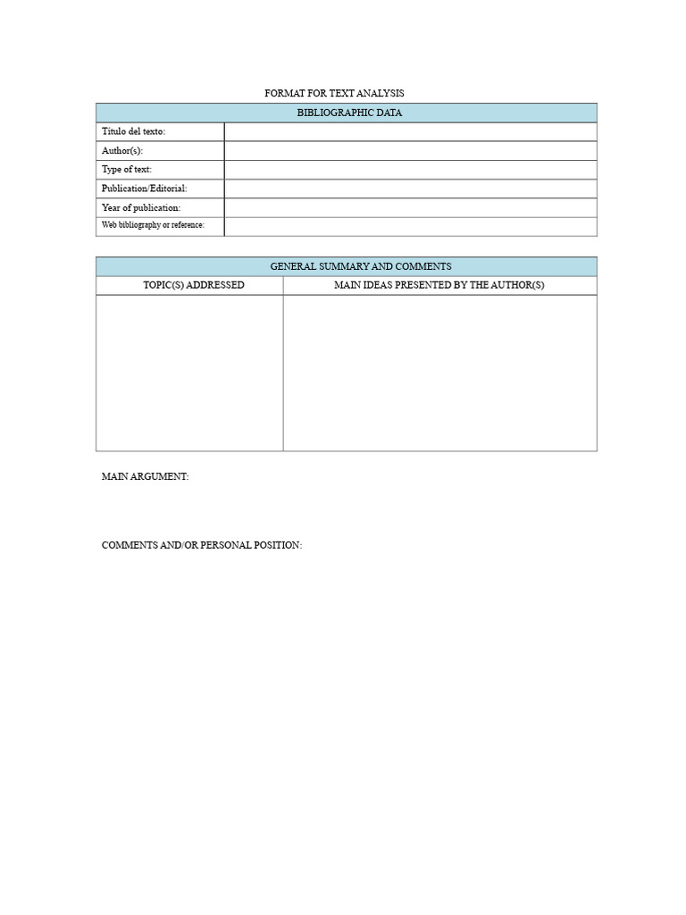 Format For Text Analysis | PDF