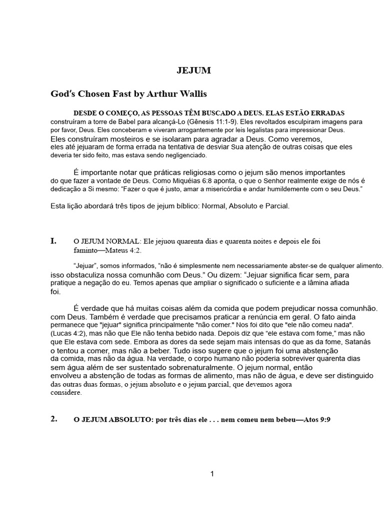 Tipos de Jejum Bíblico e Seus Significados | PDF | Jejum | Deus