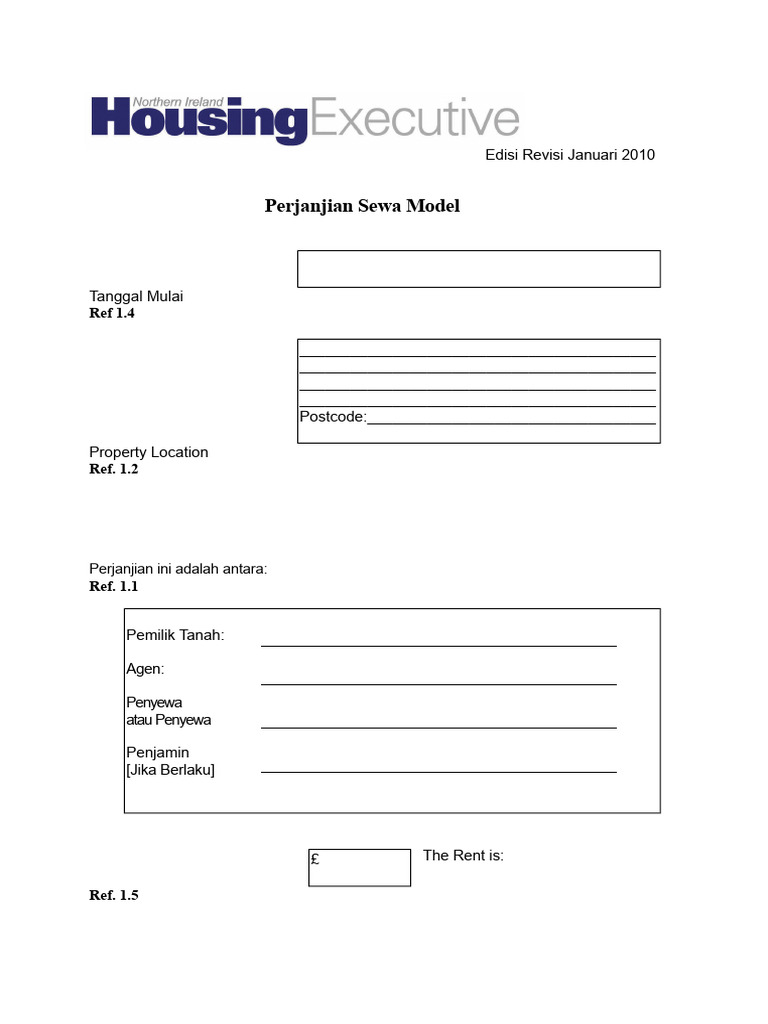Perjanjian Sewa Model Januari 2010 | PDF