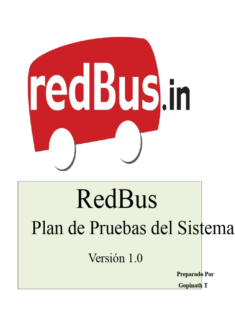 Plan de Pruebas del Sistema RedBus | PDF | Pruebas de software | Software