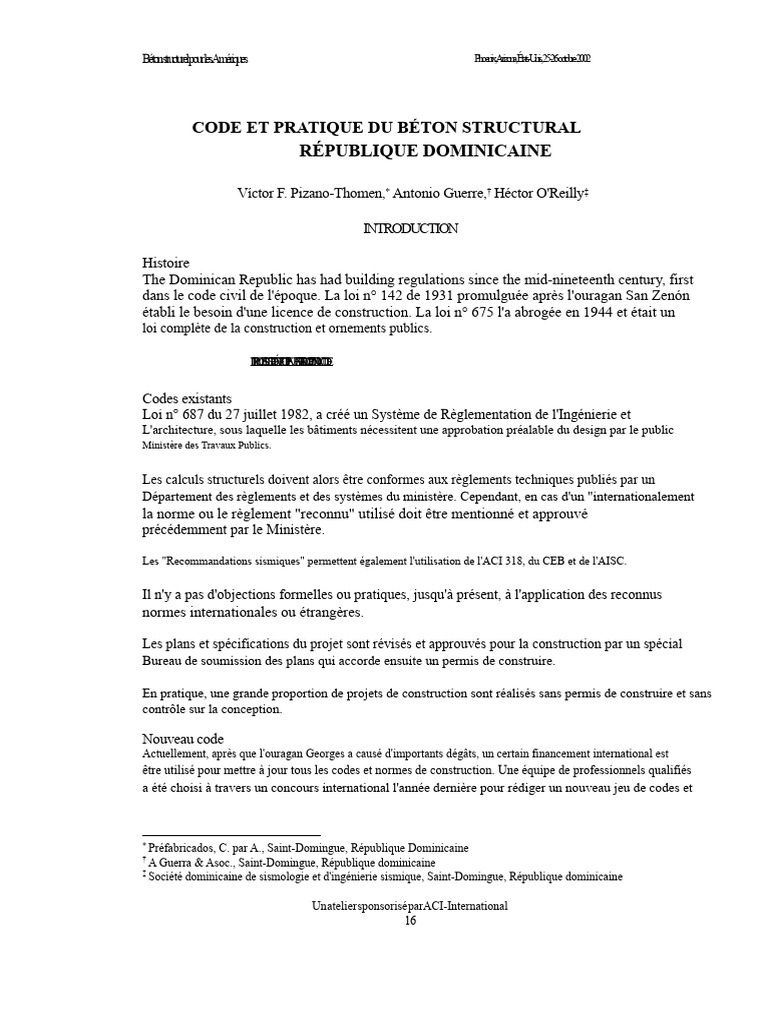 Code du béton structural en République Dominicaine | PDF | Béton | Pont