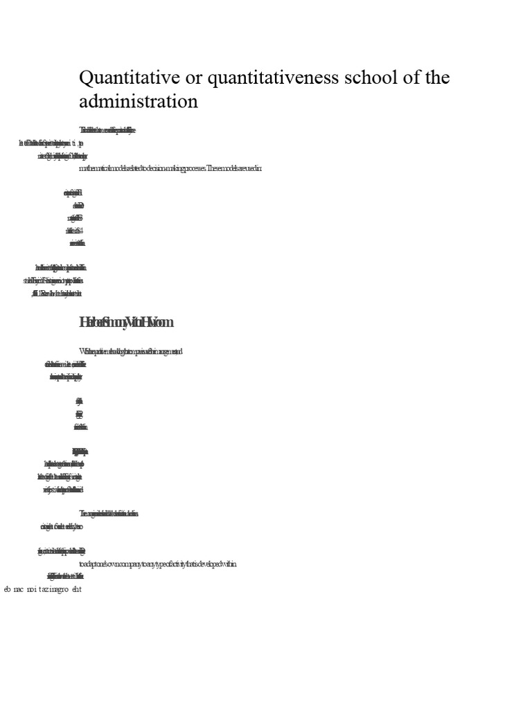 Quantitative School or Quantitativist School of Administration | PDF ...