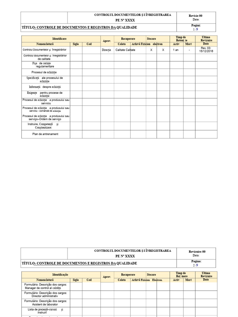 Iso 9001 - Pe - Formular de Control Al Documentelor | PDF