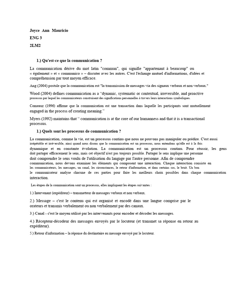 Comprendre le processus de communication | PDF | Informations ...