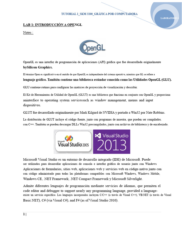 Introducción a OpenGL y GLUT en C++ | PDF | Entorno de desarrollo ...