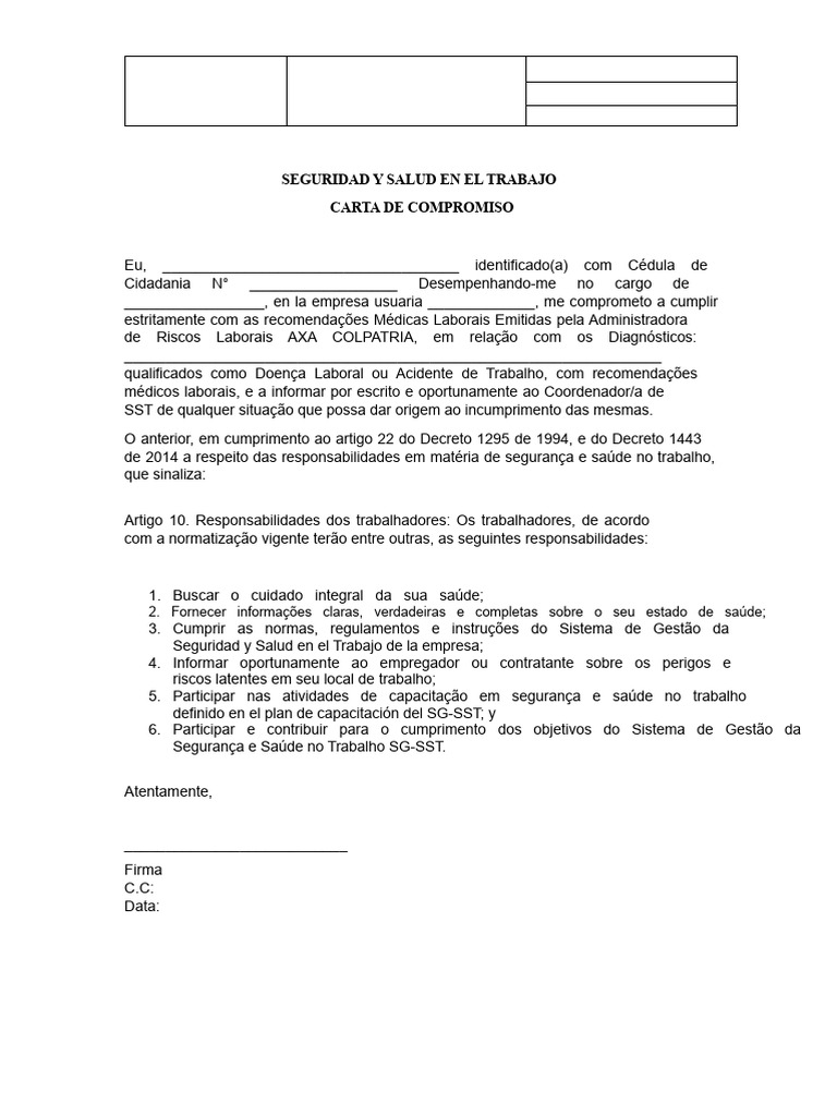 Compromisso com Segurança no Trabalho | PDF