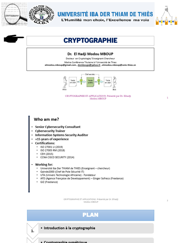 Introduction à la Cryptographie et Applications | PDF | Technique du ...