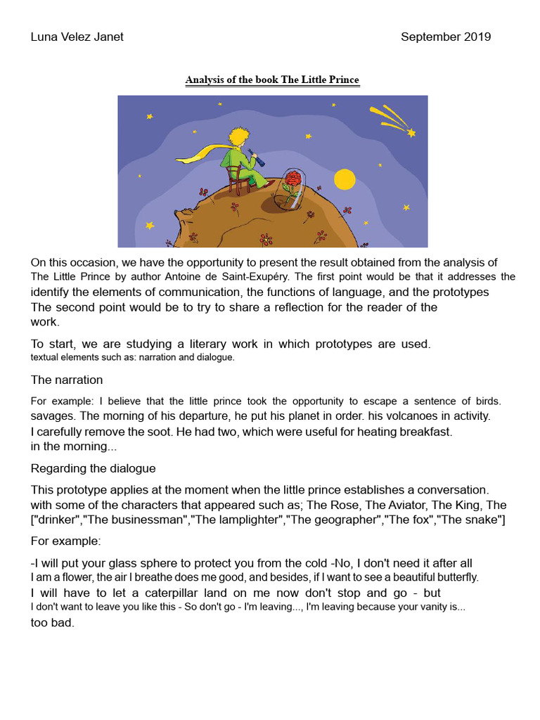Analysis of The Little Prince | PDF | The Little Prince | Communication