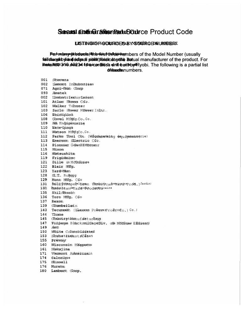 Codes Produits Sears et Craftsman | PDF | Sociétés des États-Unis ...