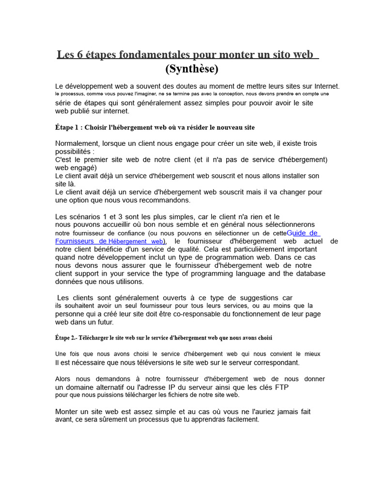 Les 6 Étapes Fondamentales Pour Créer Un Site Web | PDF | Internet ...