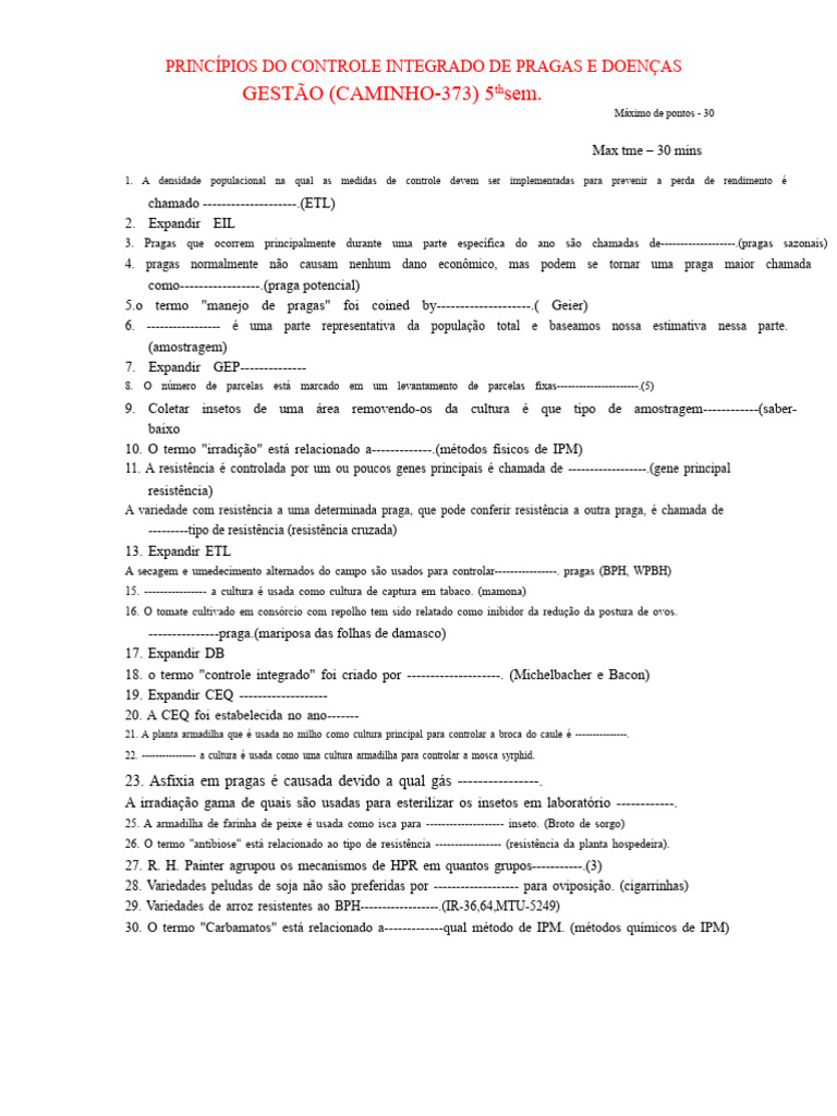 Controle Integrado de Pragas e Doenças | PDF