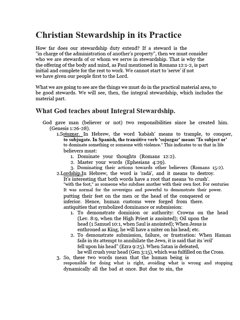 Understanding Christian Stewardship | PDF | Jesus | Religious Belief ...