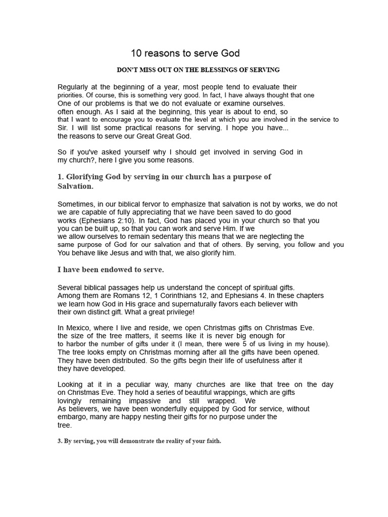 10 Benefits of Serving God | PDF | Jesus | God