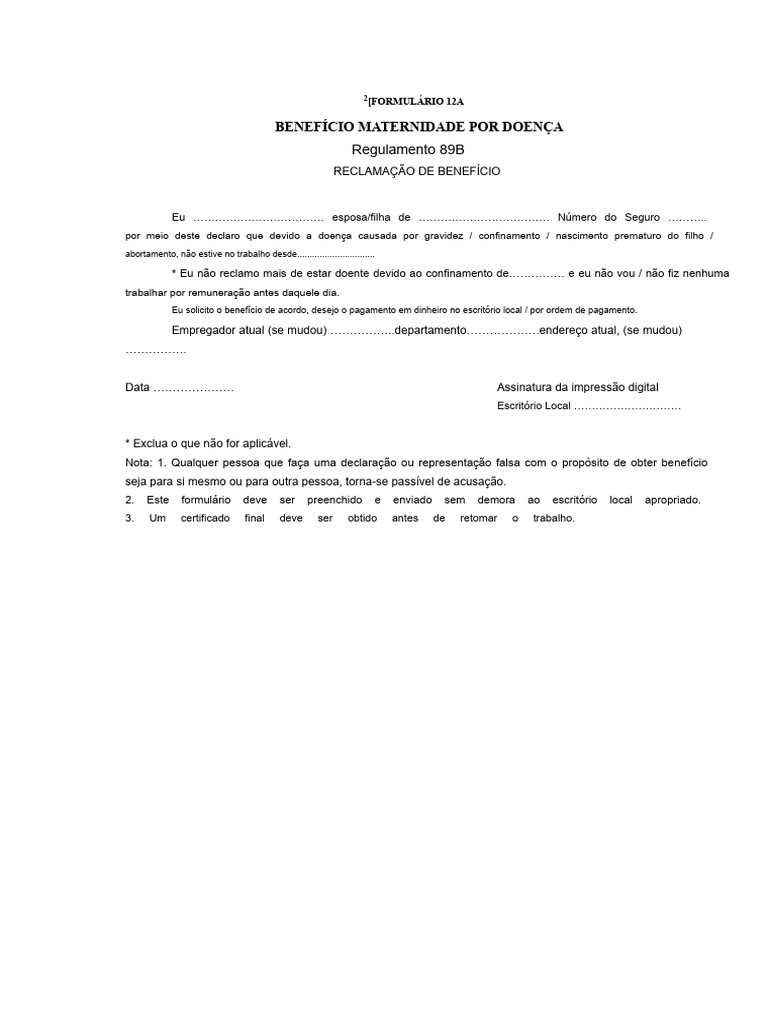 Formulário 12A | PDF
