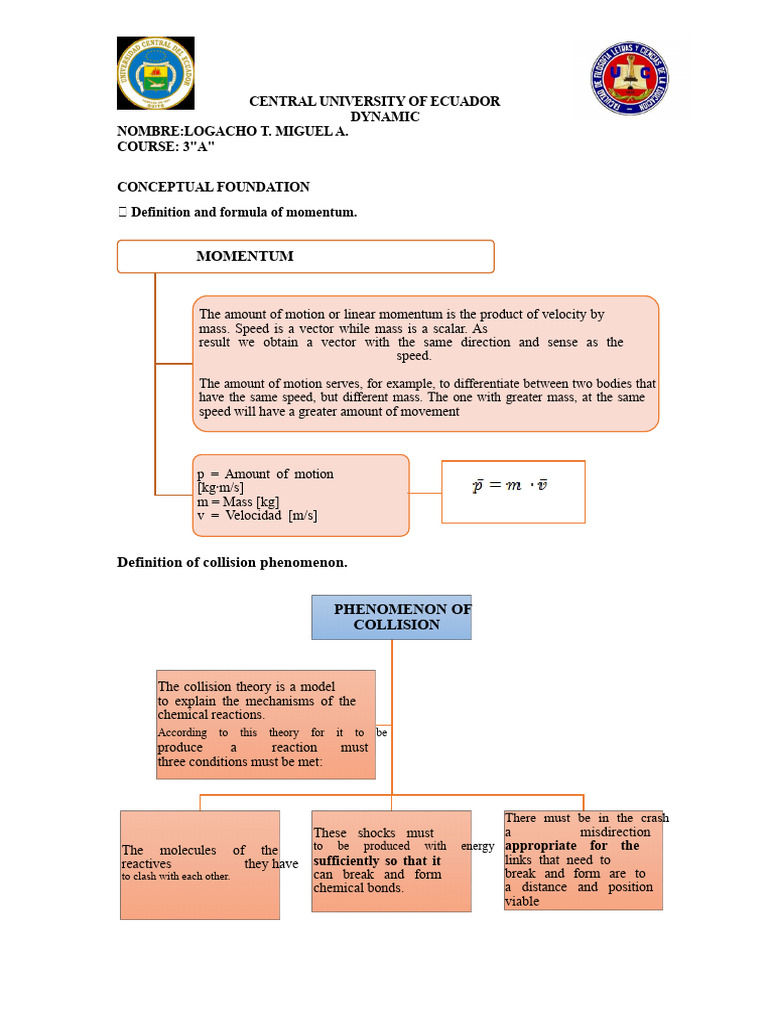 Direct Central Collision | PDF | Collision | Momentum