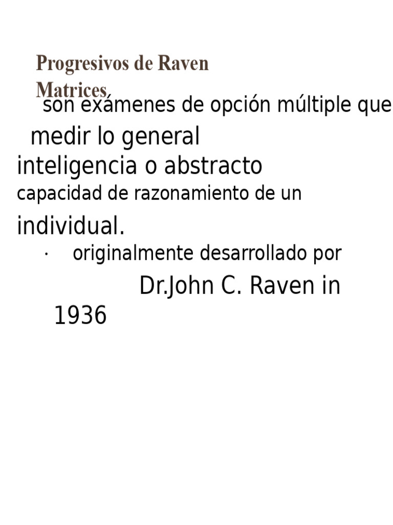 Exámenes de Matrices Progresivas Raven | PDF