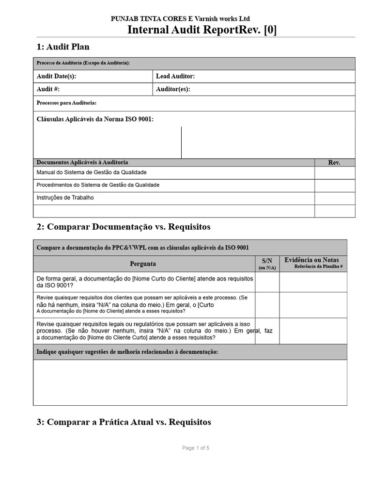 Relatório de Auditoria Interna ISO 9001 | PDF