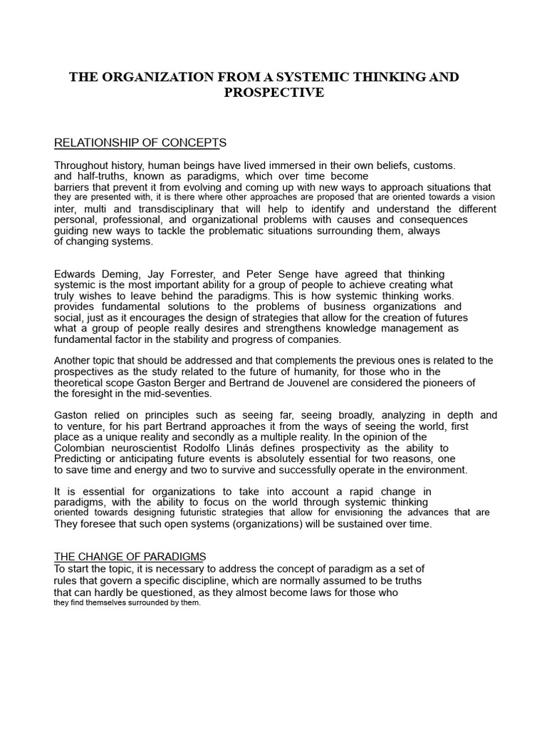 Systemic Thinking and Paradigm Shifts | PDF | Thought | System