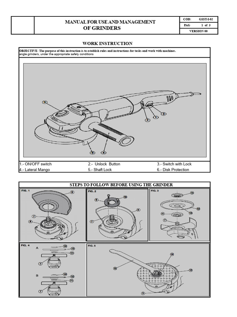 Grinder Use and Safety Manual | PDF | Equipment | Manufactured Goods