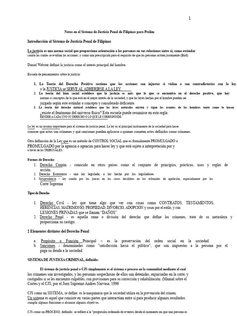 Notas en El Sistema de Justicia Penal de Filipinas | PDF | Derecho ...