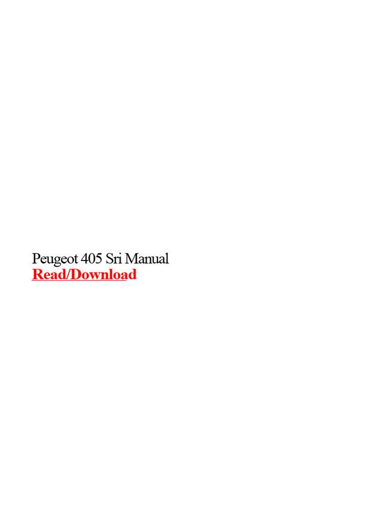 Peugeot 405 SRI Manual | PDF | Automotive Technologies | Front Wheel ...
