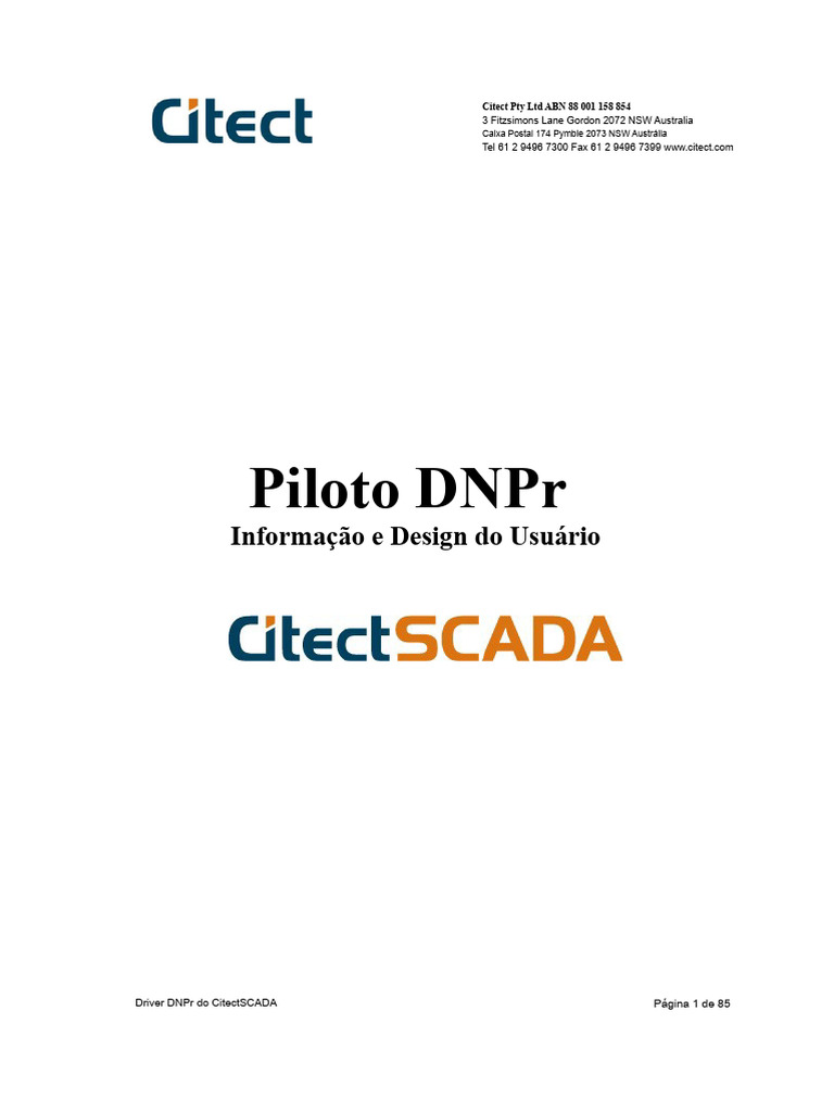 Manual do Usuário do Driver DNPr CitectSCADA | PDF | Suíte de protocolo ...