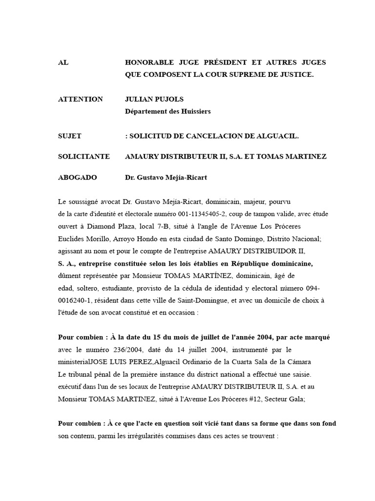 Demande d'annulation d'une saisie judiciaire | PDF | Justice | Crime et ...