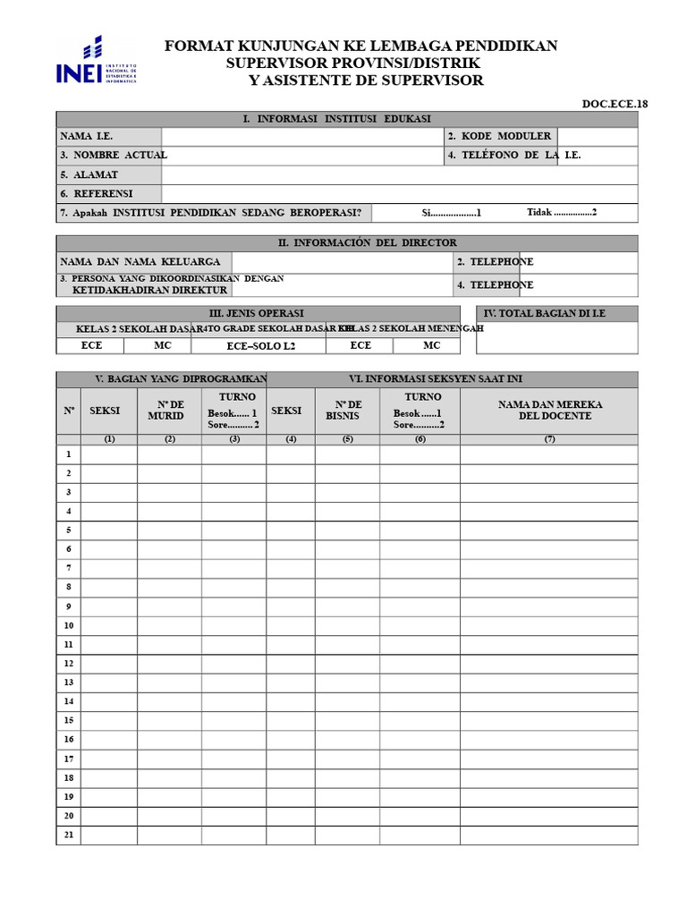 Format Kunjungan Lembaga Pendidikan | PDF