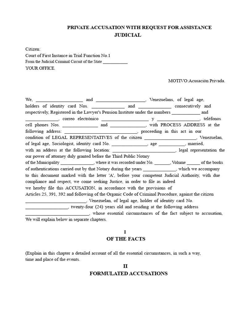 Private Accusation With Request For Judicial Assistance | PDF ...