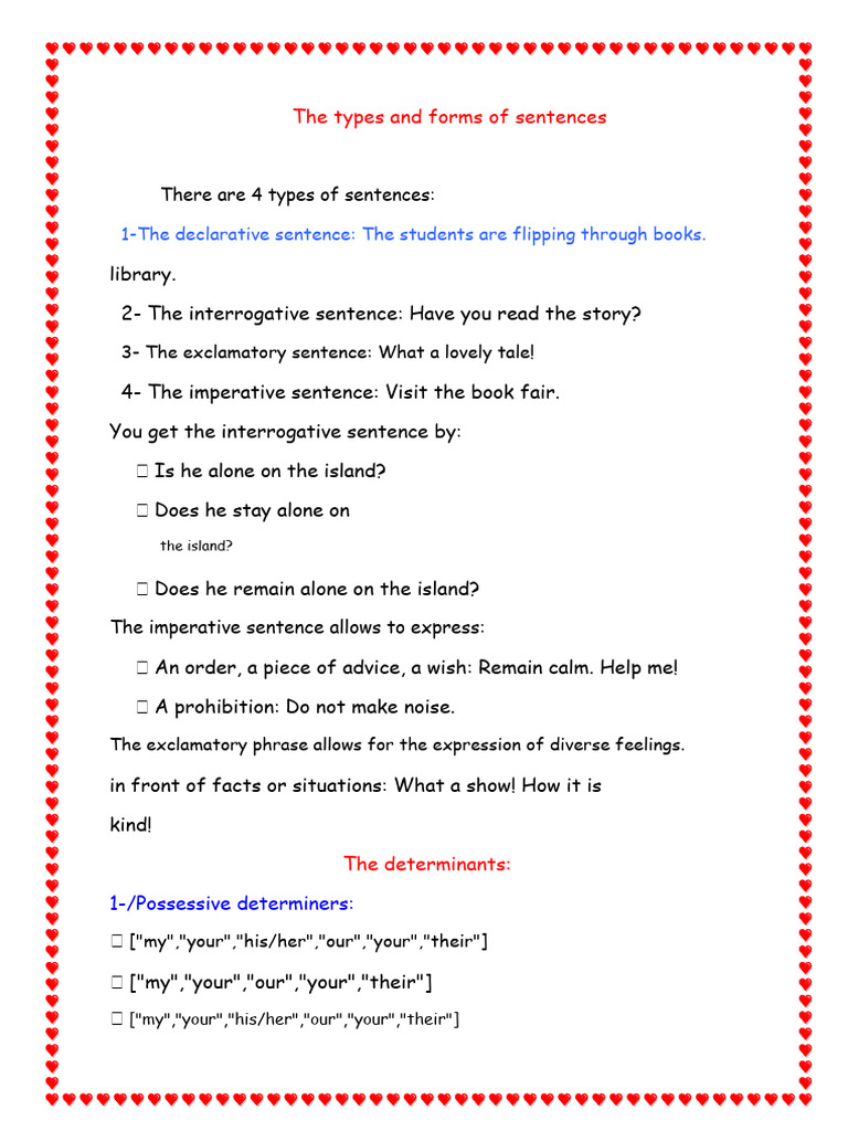 The Forms and Types of Sentences | PDF | Linguistic Morphology ...