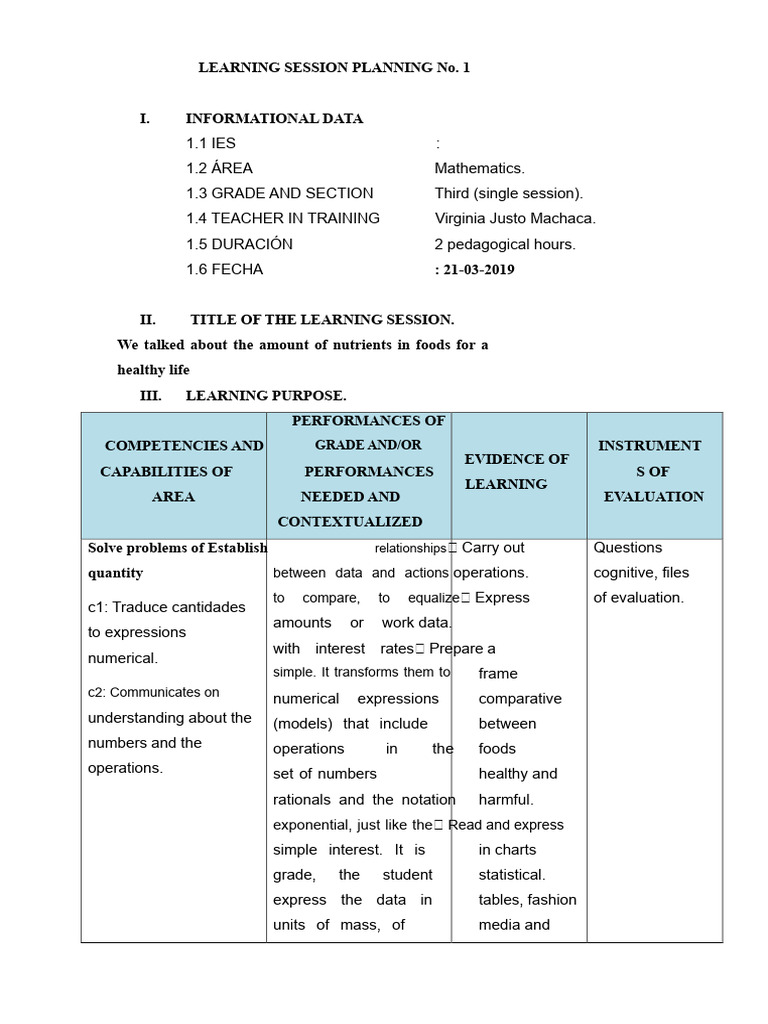 Learning Session #1 | PDF | Teachers | Nutrients