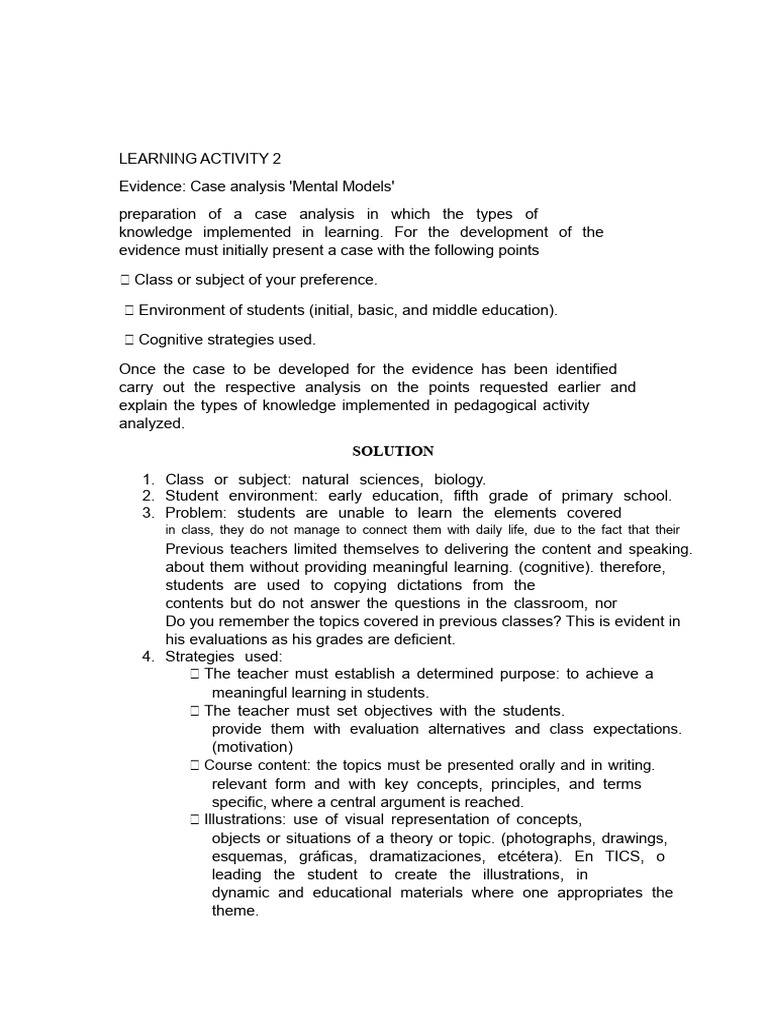 Case Analysis: Effective Learning Strategies | PDF | Learning ...