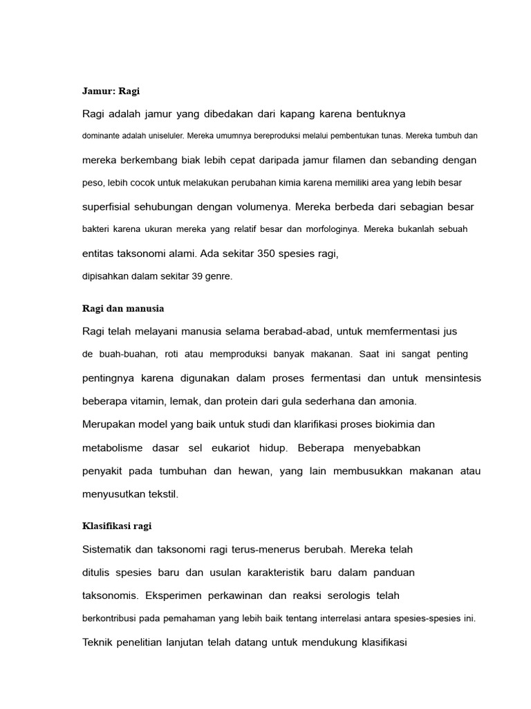 Klasifikasi dan Morfologi Ragi | PDF